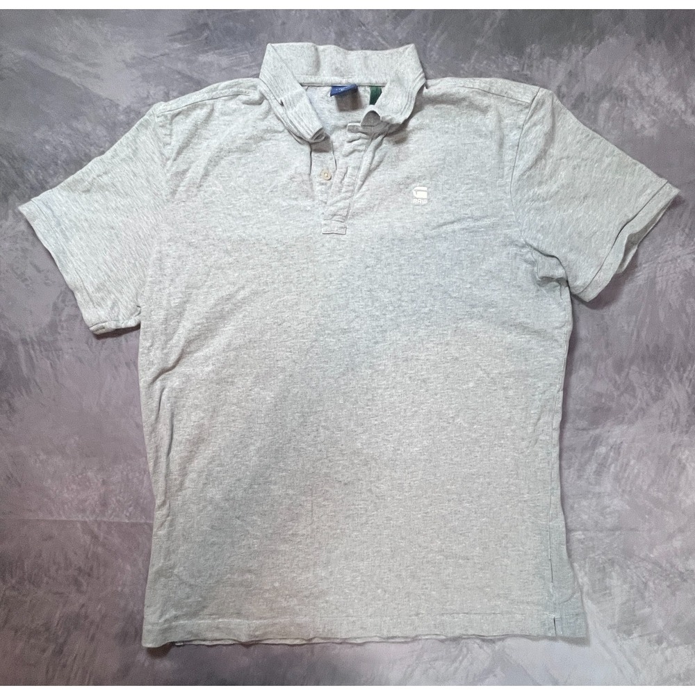 G-Star Raw Polo Shirt Mens XL Heather Gray Cotton Short Sleeve Tennis Golf Top